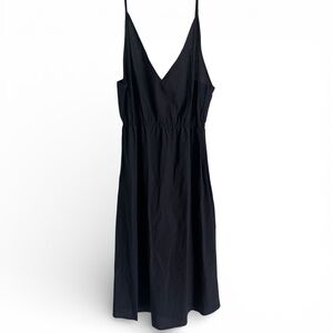 Evarae Navy Blue 100% Cotton Midi Dress | Minimal Slip Sundress US 4